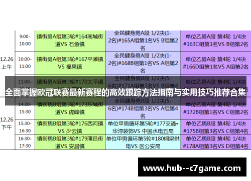 全面掌握欧冠联赛最新赛程的高效跟踪方法指南与实用技巧推荐合集